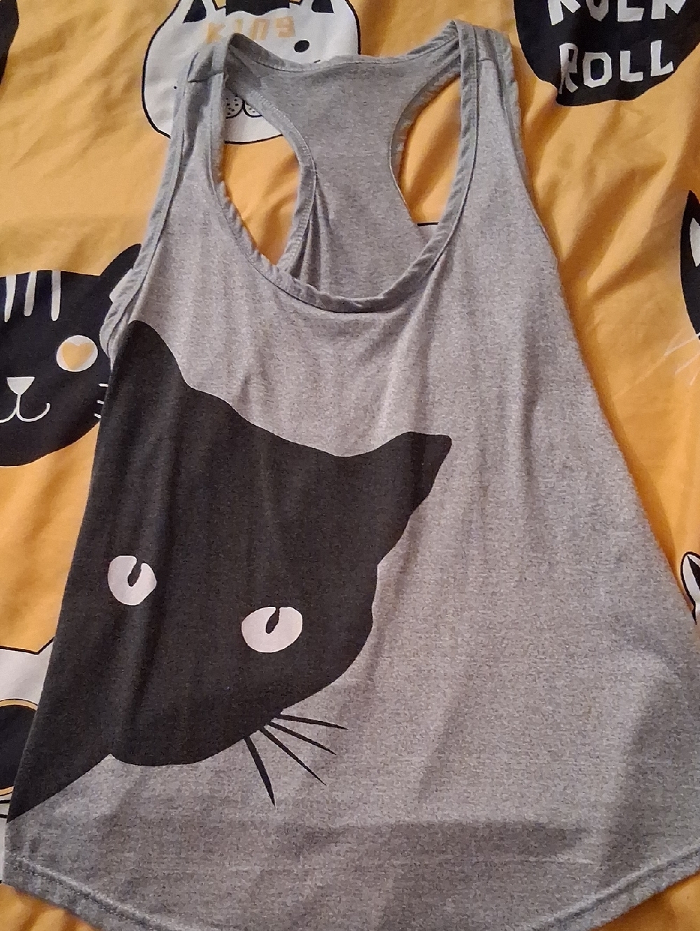 Gray Cat Graphic Tank Top - Casual Pets Cat Shirt